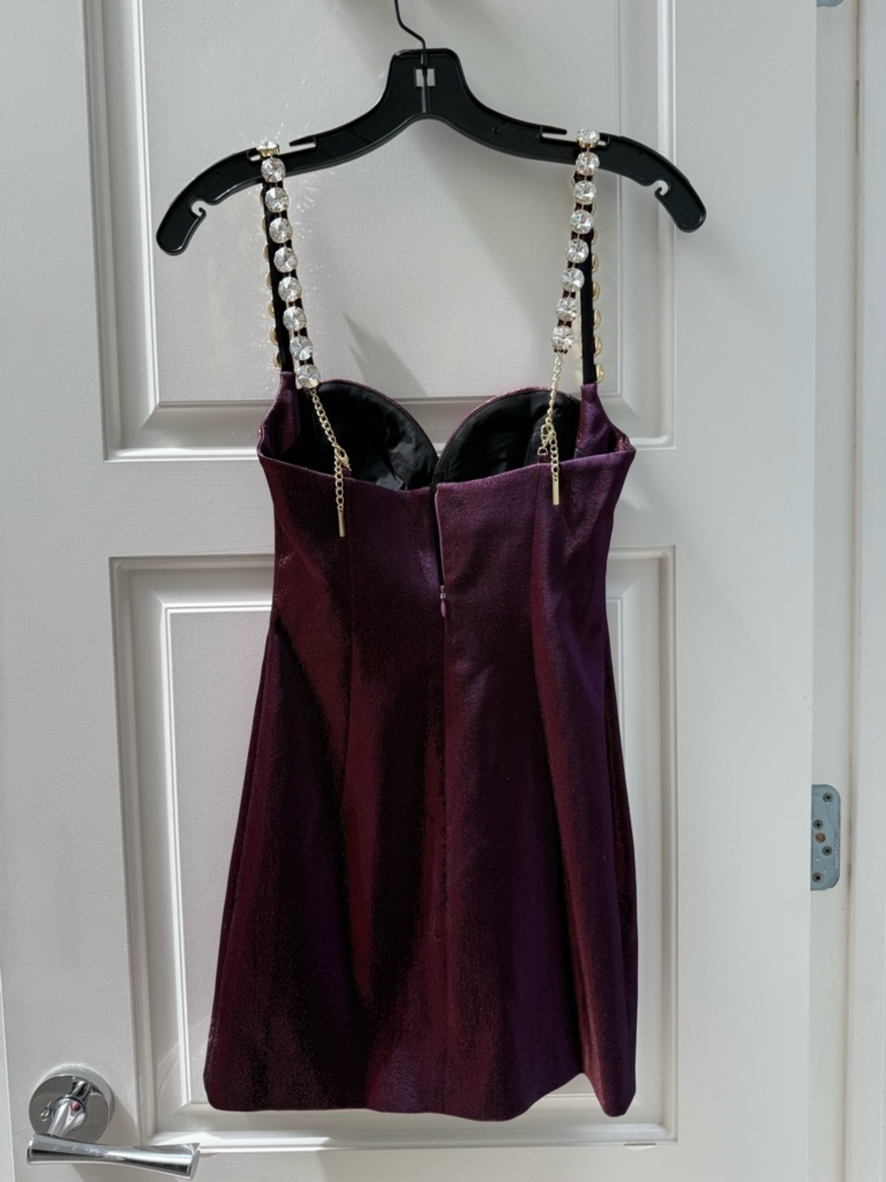 AREA Purple Jeweled-Strap Mini Dress - Picture 3 of 4